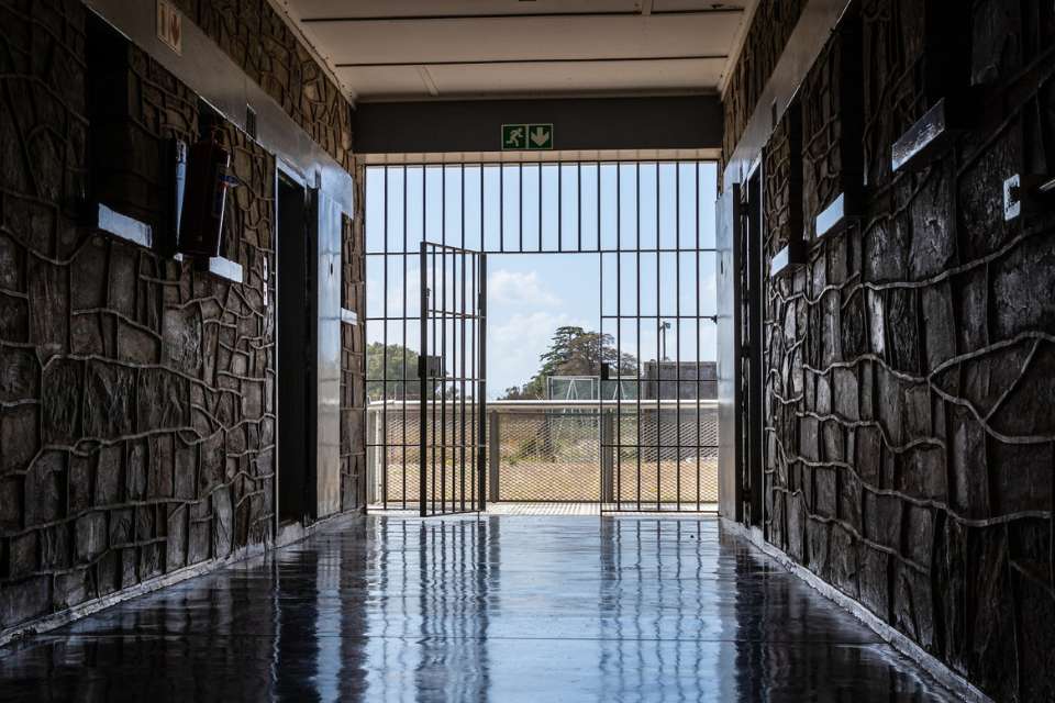Interior corridor inside the former prison on Robben Island